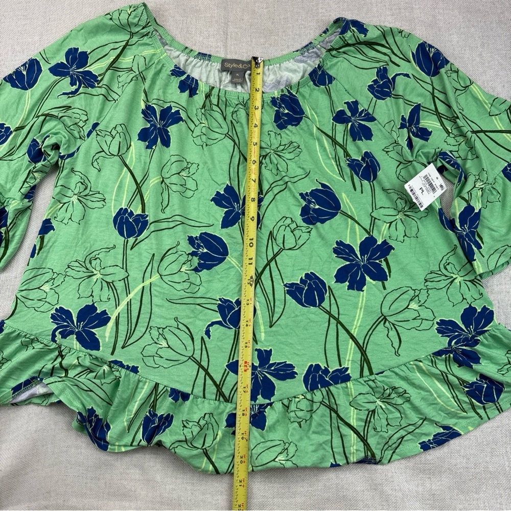 Style & Co Petite Tulip Menagerie on/Off Top Size PL - Picture 8 of 12